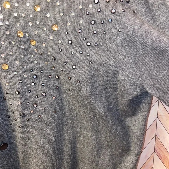 Gray Jewel Embellished Cardigan XL - Picture 6 of 8